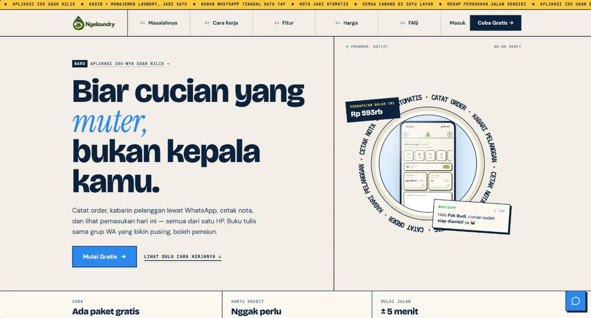 Landing page Ngelaundry